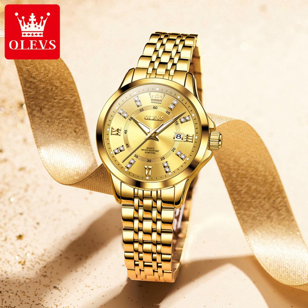 OLEVS 3620 Women Watch Luxury Brand Original Quartz Movement Wristwatch Waterproof HD Luminous Double Calendar Watch For Women