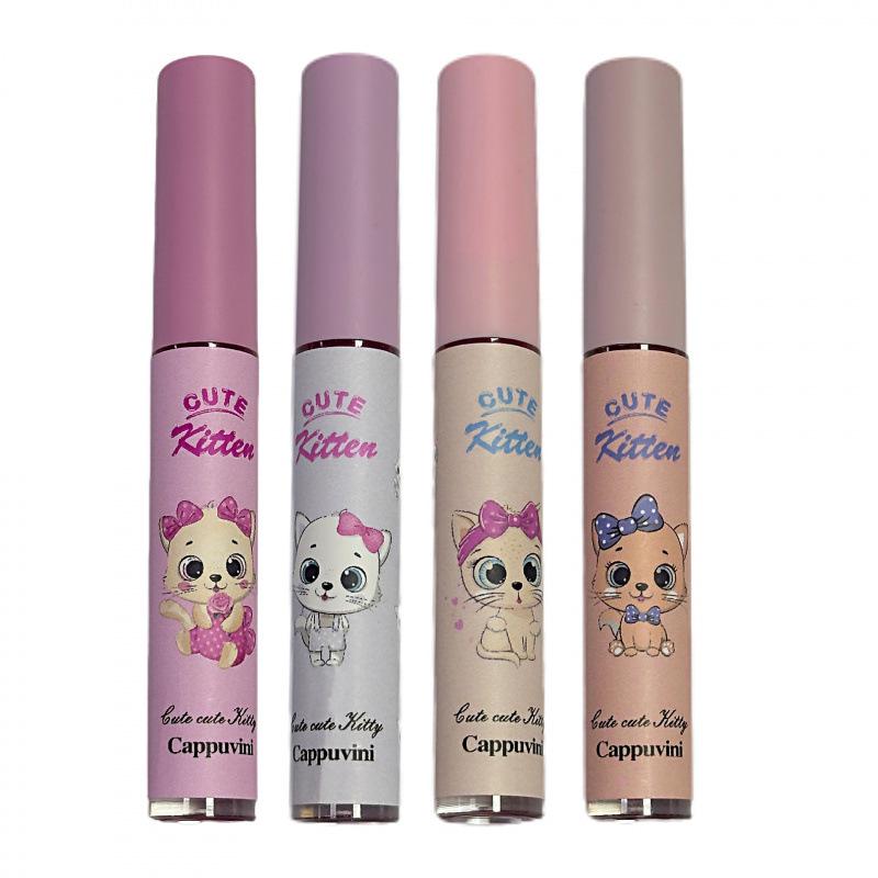 CAPPUVINI Cat Cotton Mist Soft Matte Lip Mud Set - Nude Matte Milk Cake Lip Glaze for Women