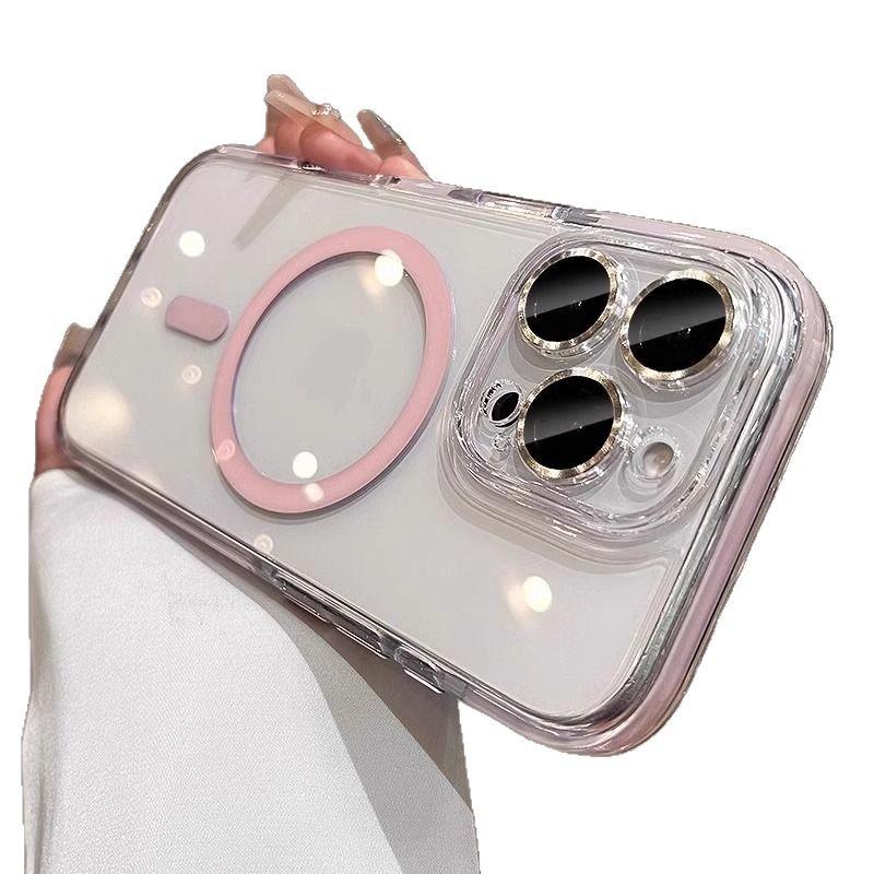 Applicable To IPhone17 Magnetic Suction Phone Case Two Color Fine Hole Apple 16 ProMax Comes with Lens Anti Fall Protection Case