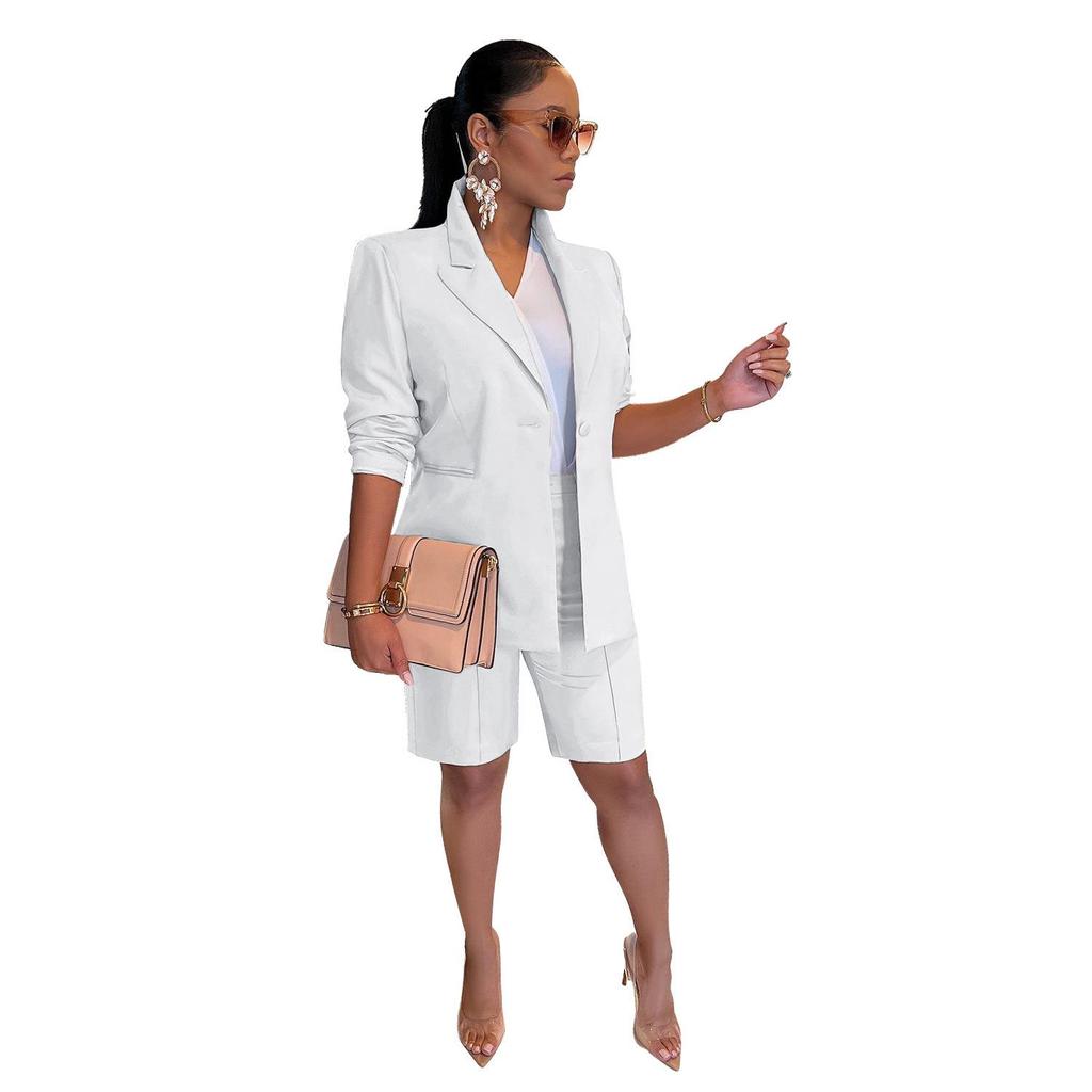 European & American Women's Spring/Summer Casual Suit: Jacket & Shorts Two-Piece Set