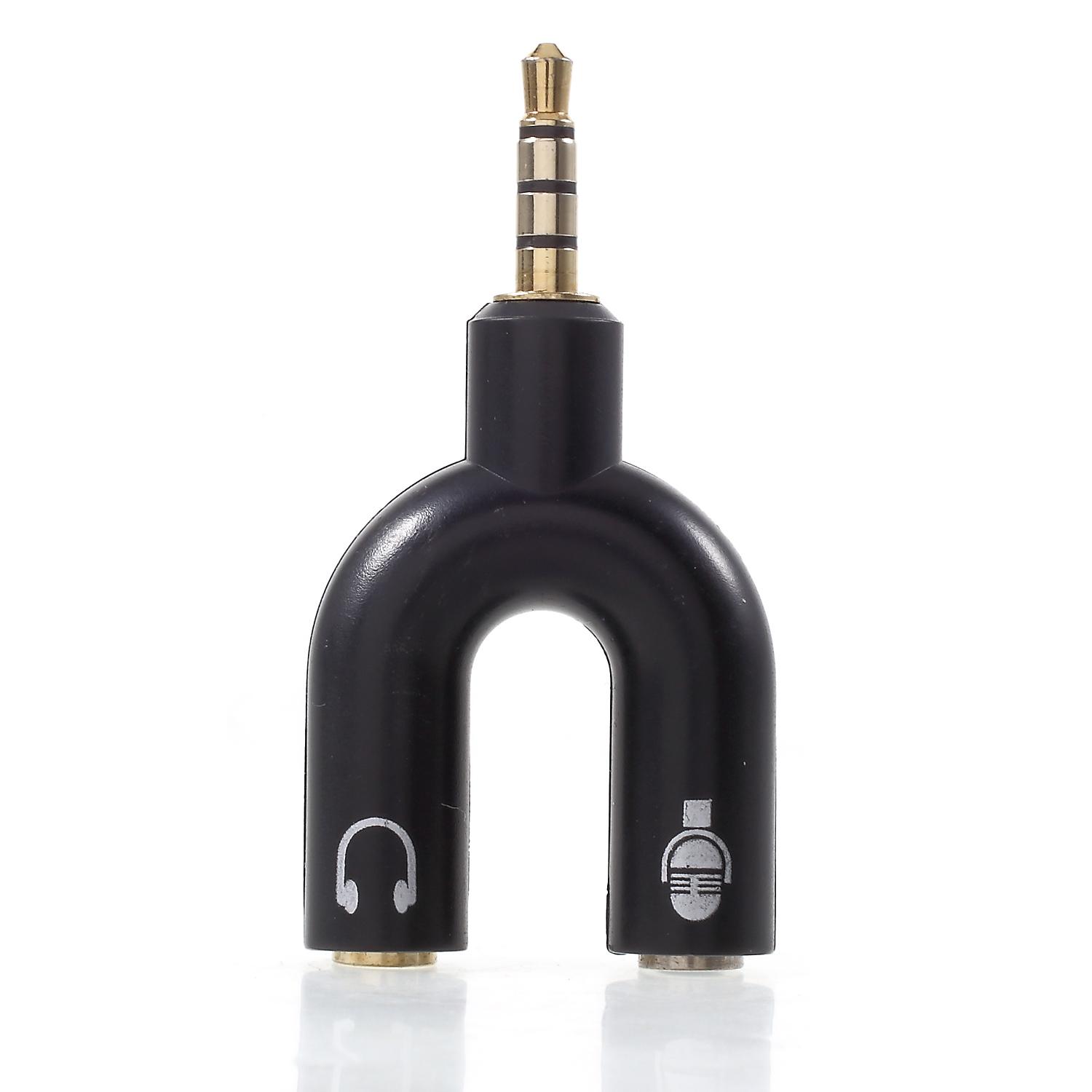 

U Shape 3.5mm Stereo Audio Male to 2 Female Headphone/Mic Splitter Adapter As Shown A