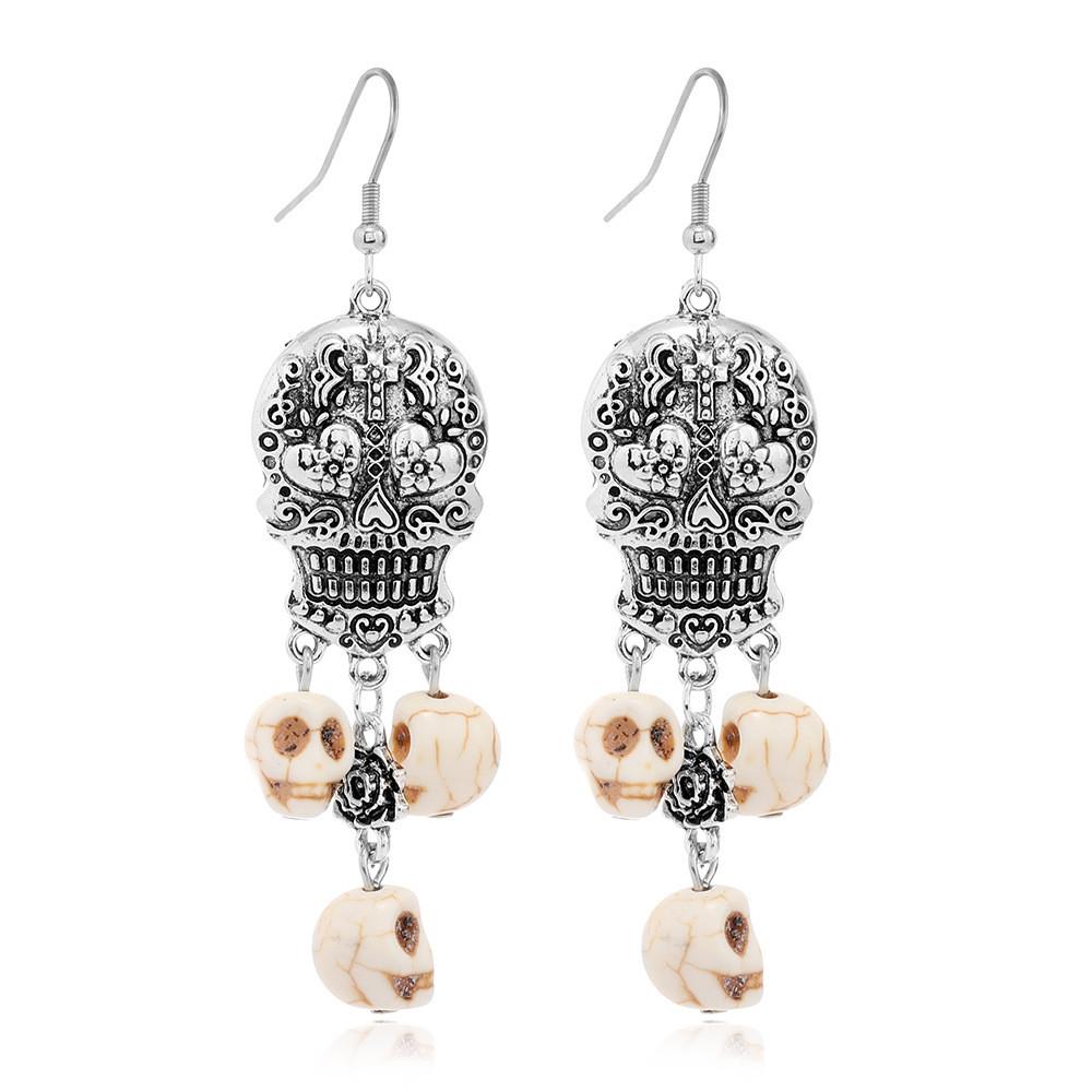 Skeleton Long Retro Earrings With Electroplating For Female Halloween Costume Accessory