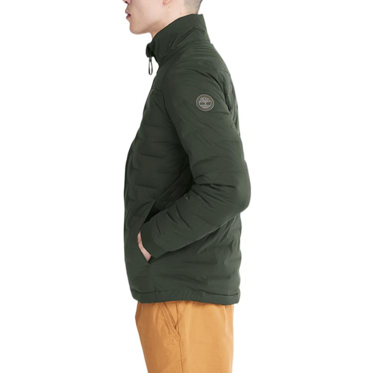 Timberland Printed Letter Zipper Long Sleeve Solid Color Stand Collar Loose Down Jacket Men Jacket Green A2G9P-U31