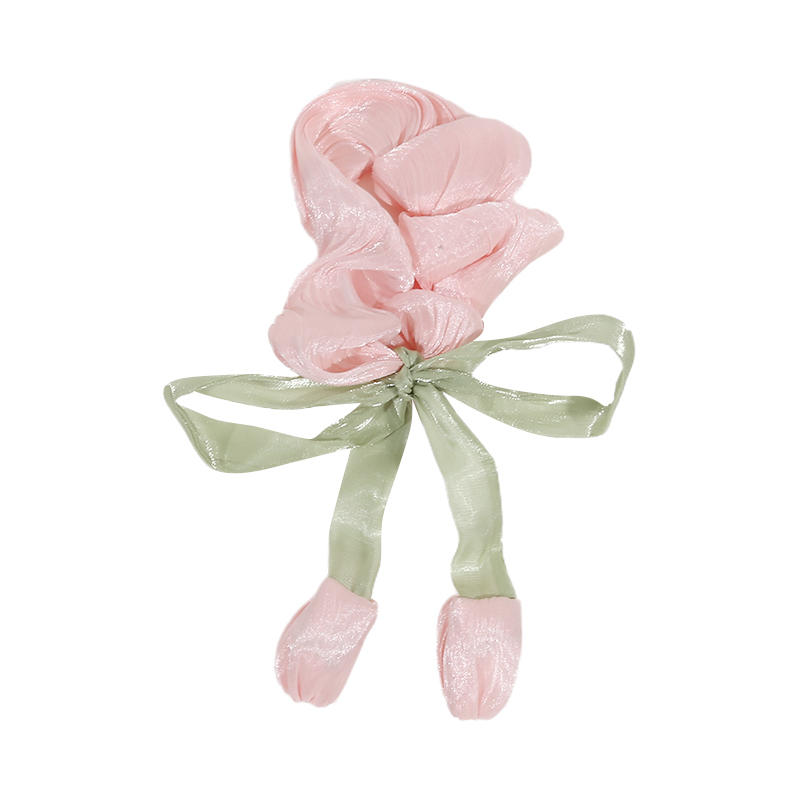 Women Tulip Flower Tassel Hair Ties Cute Temperament Lace Stretchy Hair Rope Ponytail Holders Sweet Hair Accessories