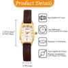 Orologio Quadrato da Donna con Cinturino in Vera Pelle e Quadrante Analogico: Elegante e Carino Orologio da Polso al Quarzo Impermeabile, Orologio alla Moda per Donna -
