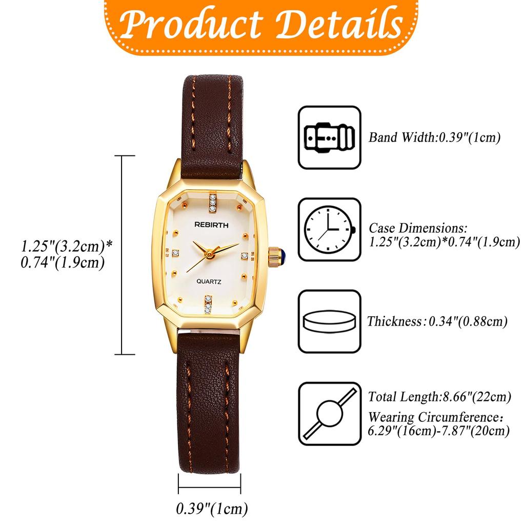 Orologio Quadrato da Donna con Cinturino in Vera Pelle e Quadrante Analogico: Elegante e Carino Orologio da Polso al Quarzo Impermeabile, Orologio alla Moda per Donna -