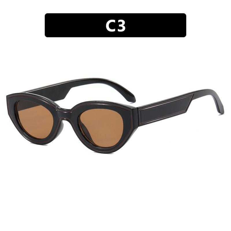 New fashionable versatile inverted triangular small frame cat eye sunglasses men's high-end fashion street photo UV-proof sunglasses