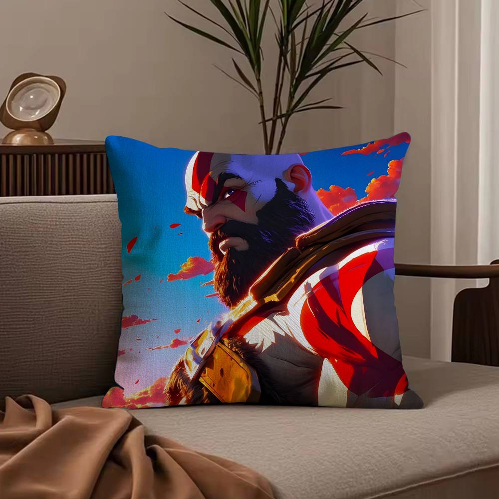 Anime G-God of W-War Ragnarok Pillow Case Anti-dustmite Pillowcase Invisible zipper silky short plush Sofa cushion cover
