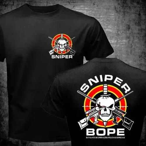 Brazil Military Unit BOPE Special Forces Sniper Men T-shirt Casual Streetwear 100% Cotton Loose Tops Breathable Tee