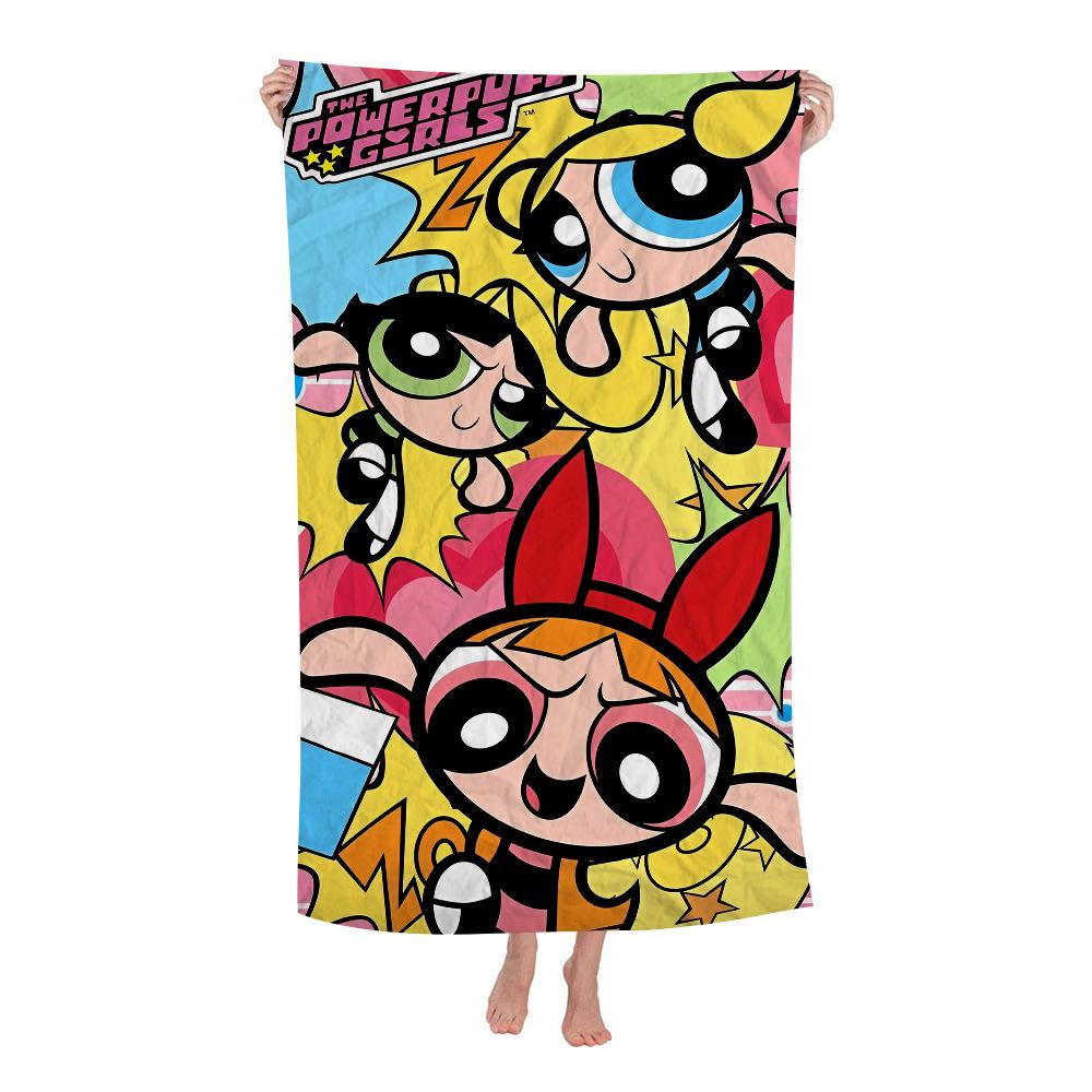 Klassisches Cartoon T-The Powerpuff Girls Cartoon Strandtuch Süße Kawaii Zimmerdeko Bad Kinder Handtücher Für Badezimmer Dusche