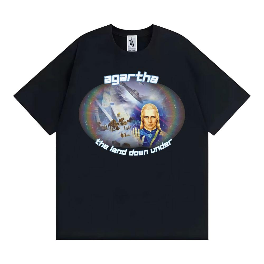 Agartha The Land Down Under Meme T Shirts Unisex WOMEN Gothic Vintage Short Sleeve Tshirt 100 Cotton Oversized T Shirt Streetwear