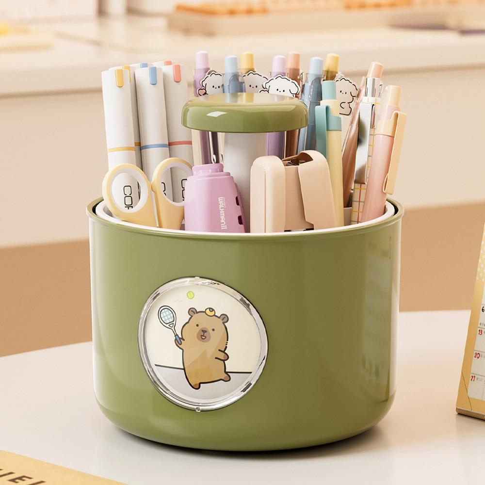 Rotatable Capybara Desktop Storage Box 4 Patterns Capybara Stationery Storage Makeup Brush