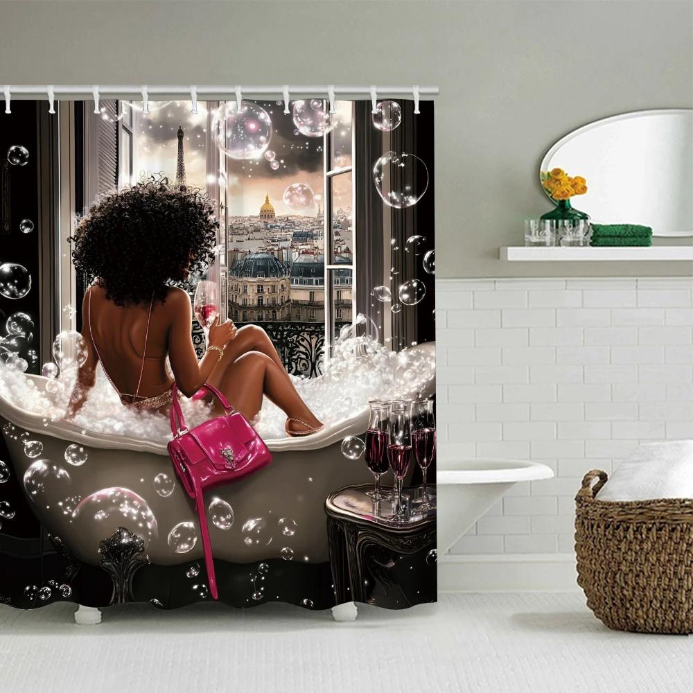 

Bathing Girl Bathroom Four-piece Set - Avant-garde Waterproof Shower Curtain, creating a complete bathroom kit A