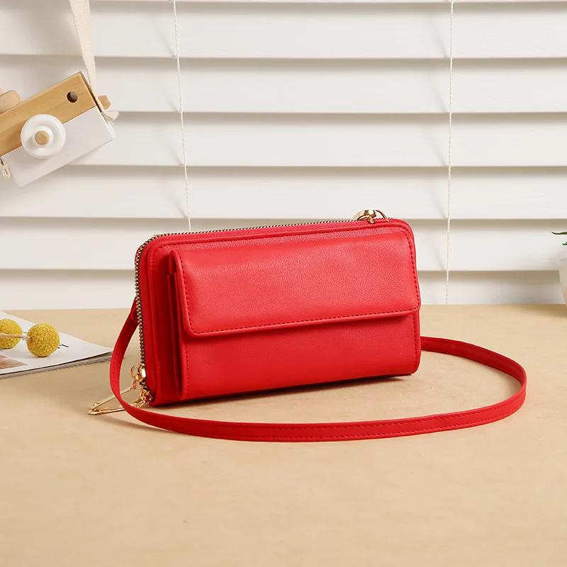 Women Clutch Crossbody Touch Screen Mobile Phone Bag Zipper Leather Lady Wallet Coin Purse Card Holder Shoulder Bags Handbag