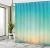 Aqua Shower Curtain, Twilight Sunset Morning Clear Sky Dawn Nature Clouds Horizon Artwork, Cloth Fabric Bathroom Decor