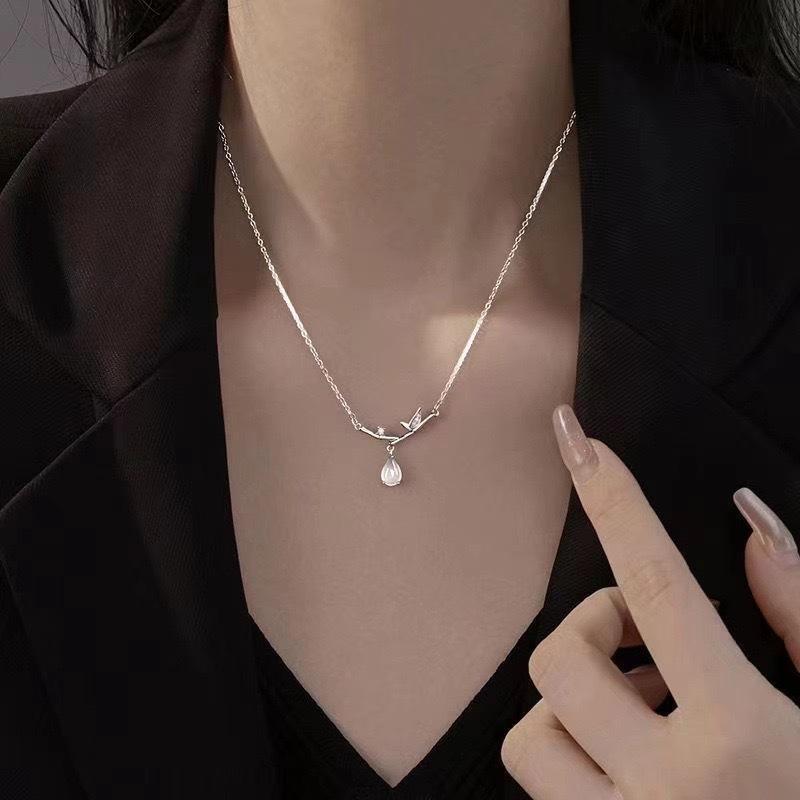 Bamboo water drop necklace female niche design sense versatile Chinese style high sense fashion collarbone chain