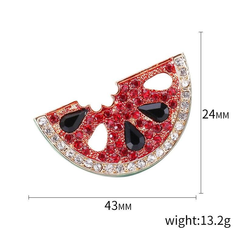Blucome Fashion New Alloy Encrusted Watermelon Brooch Simple and Versatile Dripping Oil Fruit Anti-glare Collar Pin