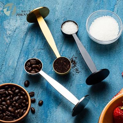Premium 2-in-1 Measuring Coffee Scoops Stainless Steel TSP Coffee Tamper Durable Pressed Bottom Barista Tool Ground Coffee