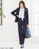 Washable Collarless Jacket and Pants Plus Elastic Waistband Size 19ABR Navy [Addrouge] Women's Wide-Leg 2-Piece Suit, Sizes, Figure-Flattering,