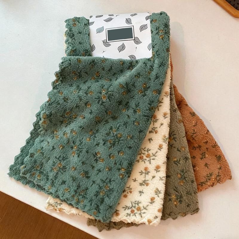 

4pcs Set,Flower Dishwashing Towels,Quick Drying,Suitable for Bathroom Towels, Car Polishing Pads,and Dishwashing Glass Scrubbing