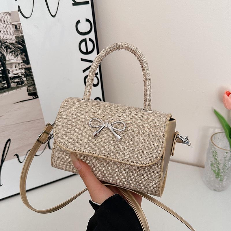 2025 New Bow Niche High Sense Foreign Simple High Value Single Shoulder Messenger Bag Temperament Small Square Bag Women