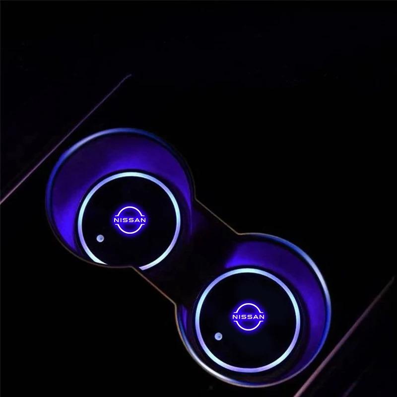 Car LED Water Cup Mat Drink Holder For Nissan Nismo Qashqai Juke X-Trail Patrol Note Leaf Altima Maxima Micra Murano Rogue Teana AGKLN1