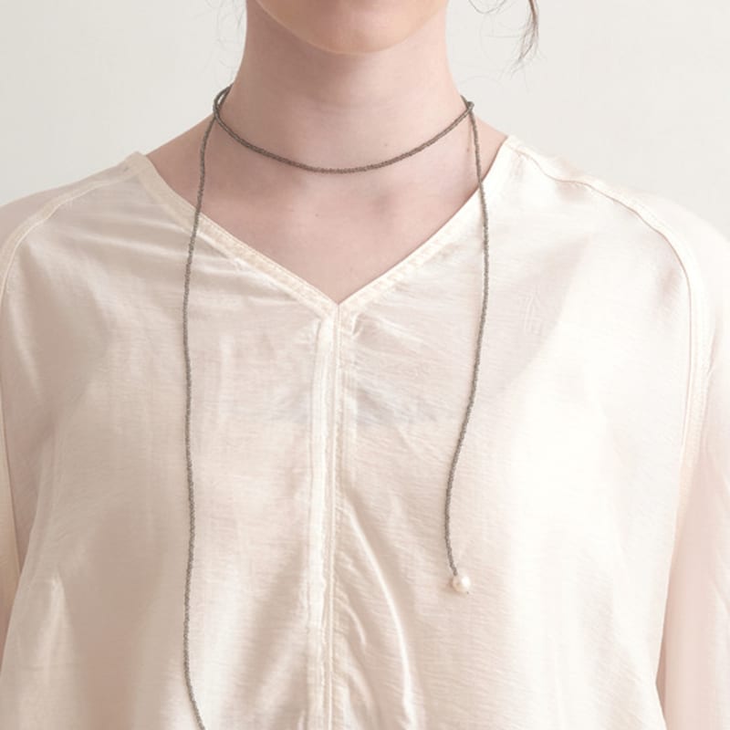 Halden Long Beads Freshwater Pearl Necklace (N031_grey)