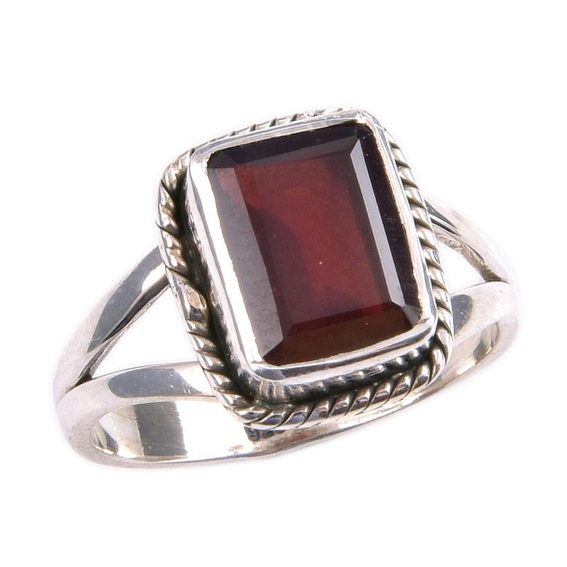Natural Garnet Gemstone Handmade 925 Solid Sterling Silver Gift Ring S.6 I4m11