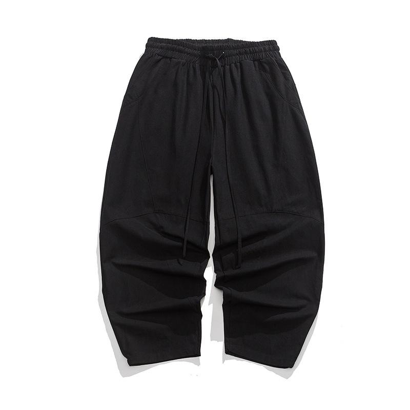 Men Spring Loose Harem Pants Chinese Style Oversize Linen Pants High Quality Casual Cotton Pants Male Soild Color Trousers