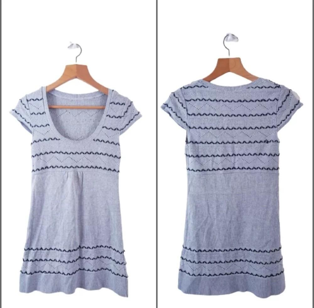 Mini Dress Womens 10/12 Striped Grey Mix Short Puff Ruched Sleeve Bodycon Unisex T-Shirt XL