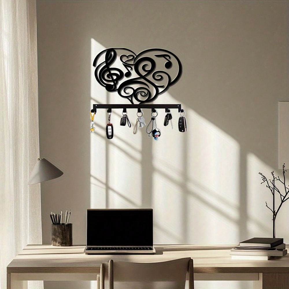 Music Theme Metal Key Hooks 7 Hooks Wall Mounted Rustproof Home Decor