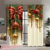 Set Of 2 Christmas Bow Tassel Curtains Design Privacy Protection Suitable Decoration Various Scenes Made Polyester