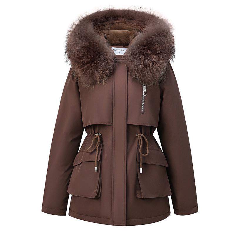 Winter new women's big fur collar pie to overcome fashion age reduction and thin cotton-padded clothes thickened to keep warm