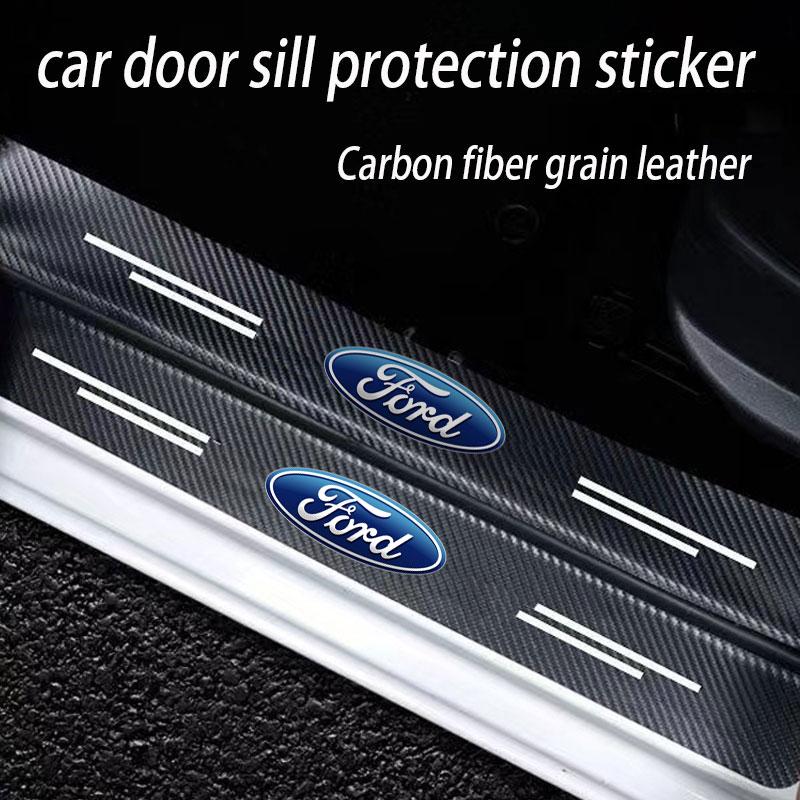 Carbon Fiber Car Paste Door Sill Anti Scratch For Ford B-Max Cmax Smax KA St Line Galaxy Explorer Expedition Mondeo Accessories