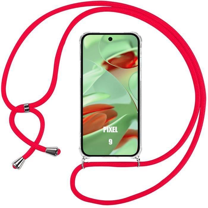 Coque de protection - Google - Pixel 9 - TPU Antichoc - Transparent - Cordon Rouge
