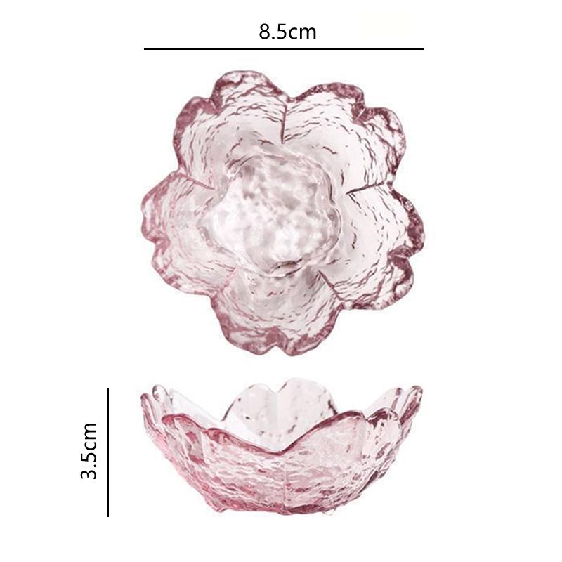 Sakura Glass Soy Sauce Dish Japanese-Style Pink Blossoms Condiment Bowl for Sushi Dumplings Dipping Mini Appetizer Plates