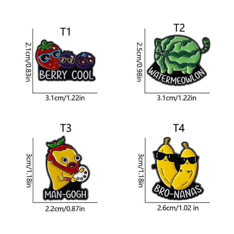 Cheerful Animal Fruit Hybrid Enamel Badges Watermelon Cats Banana Mangos Designs Lightweight Sturdy Jewelry Accessories