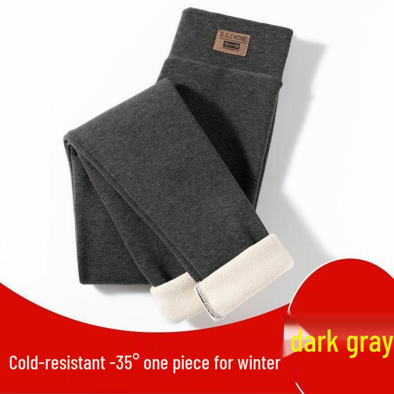 Extra Thick High Waist Women's Lambswool Fleece Leggings with Knee Pads