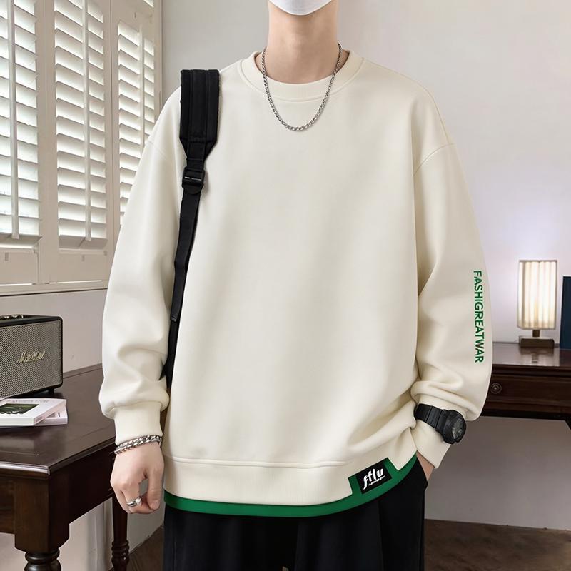 Men's Sweatshirt Casual Versatile Handsome Long-sleeved T-shirt Round Neck Sweatshirt Men's Clothing