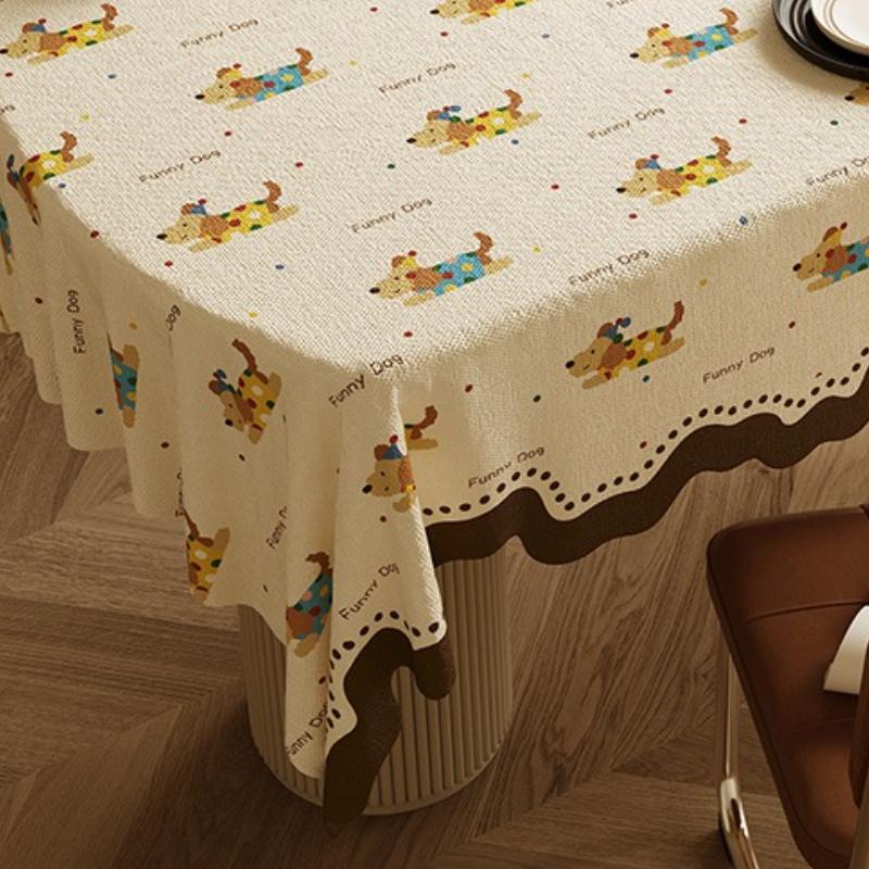 Printed Pattern Cartoon Dining Tablecloth Waterproof Heat-resistant Tea Table Cover Cloth Light Luxury High-end Fabric Decorate