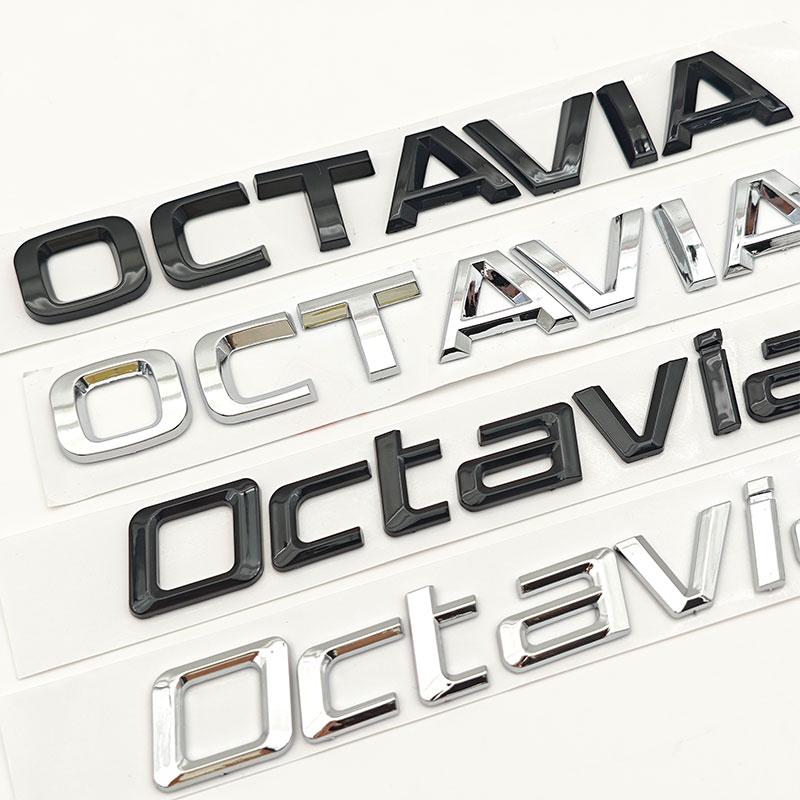 3D ABS Kendinden Yapışkanlı Krom Siyah Harfler Logo Octavia Amblemi Araba Arka Bagaj Sticker Rozet Oto Aksesuarları