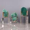 Natural Green Fluorite Crafts Sculpture Crystal Base Ornaments Desk Decoration Modern Crystal Artwork Room Aesthetics Decor