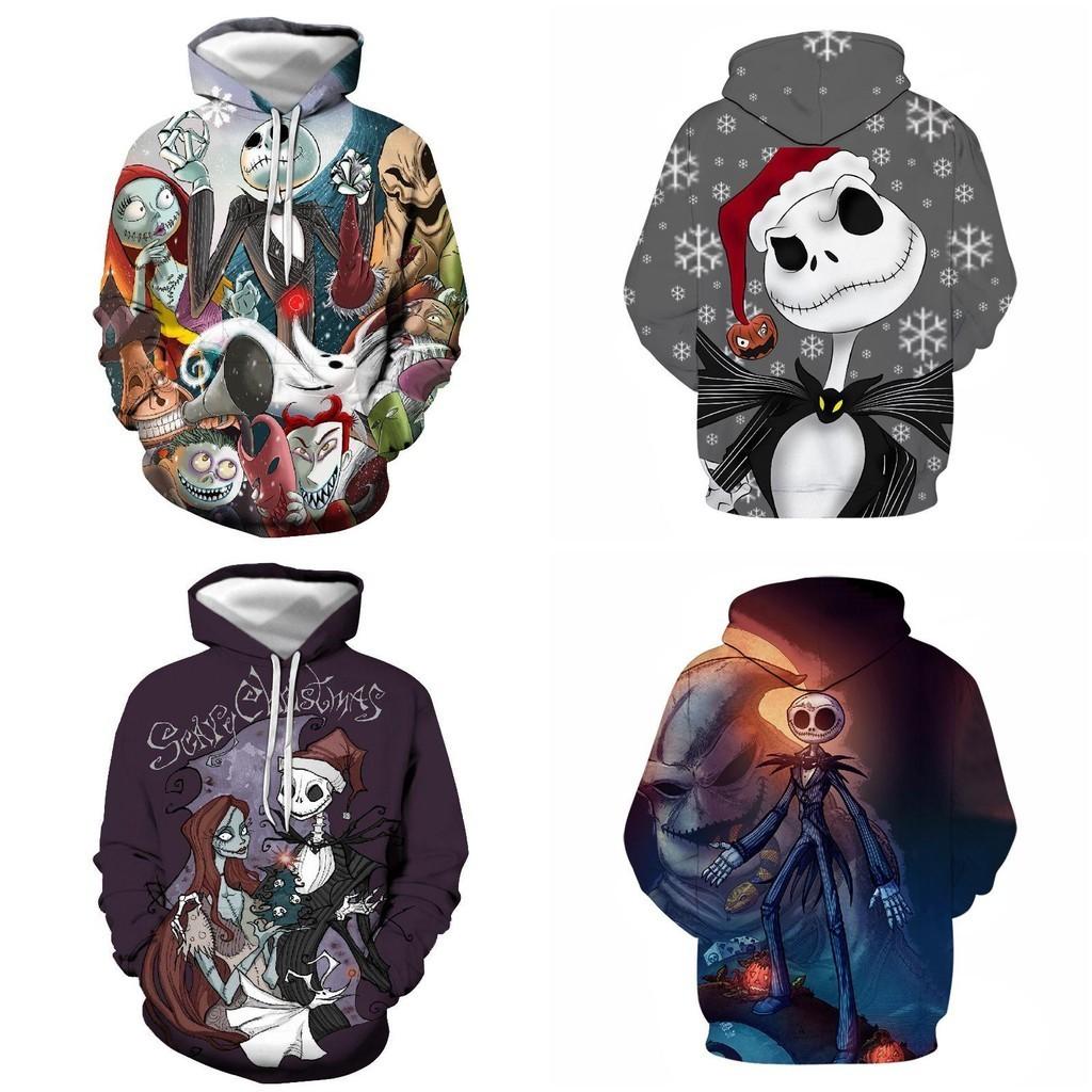 Felpa Giacca Stampata 3D Nightmare Before Christmas Stile Costume di Jack e Sally