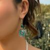 Ingemark Ethnische Runde Glas Anhänger Ohrringe Damen Vintage Temperament Metall Durchstochene Ohr Accessoires Party Bankett Schmuck Geschenk
