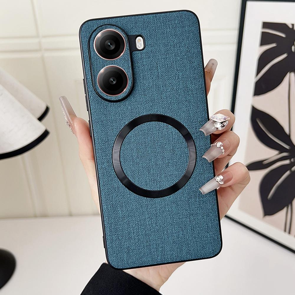 For Xiaomi Poco X7 Pro 5G Case Drop-Proof TPU+Cloth Back Phone Cover Compatible with MagSafe