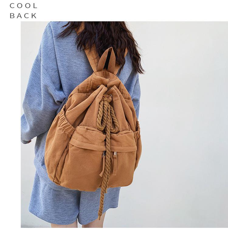 Trendiger Damen-Canvas-Rucksack mit Kordelzug - Cool, stilvoll, schlichtes Design für Studentinnen