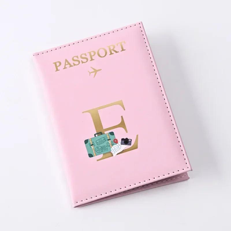 Husă pentru pașaport din piele imprimată cu litere Bărbați Femei Suport pentru pașaport Clip pentru bilet de avion Huse pentru pașapoarte Suport pentru identitate Suport card de credit