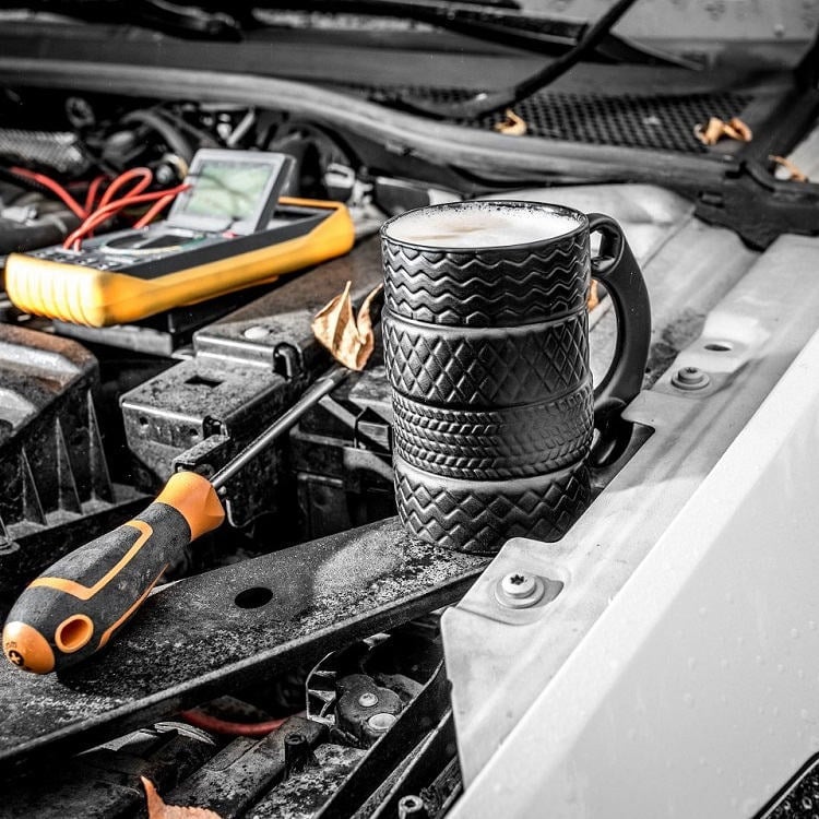Kubek opony z kluczem prezent na dzień ojca mechanika kierowcy męża taty