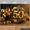 2D Goldene Hochzeit Backdrop, 50th Anniversary Photo Background for Party