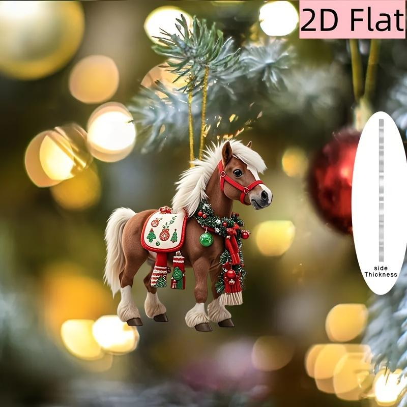 1/3Pcs Elegant Christmas Horse 2D Acrylic Decorations Hanging On Christmas Trees As Christmas Home Decorations Xmas Party Gifts